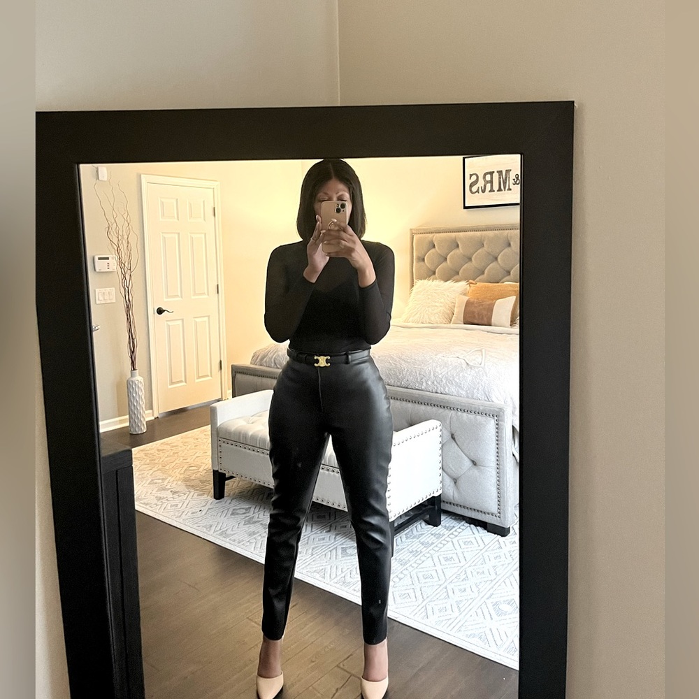 Pretty Little Thing Black Faux Leather Pants Size 6